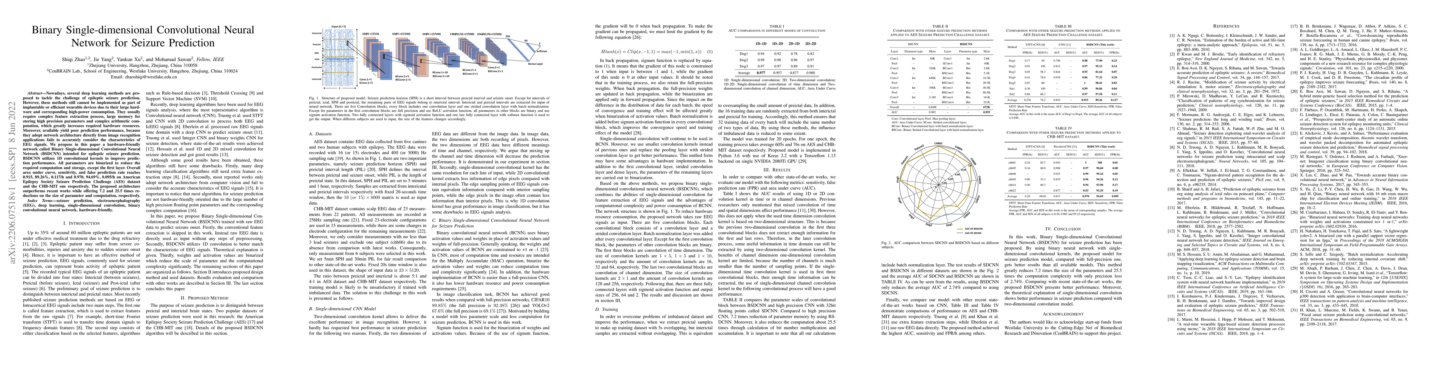 Thumbnail for Binary Single-dimensional Convolutional Neural Network for Seizure
  Prediction