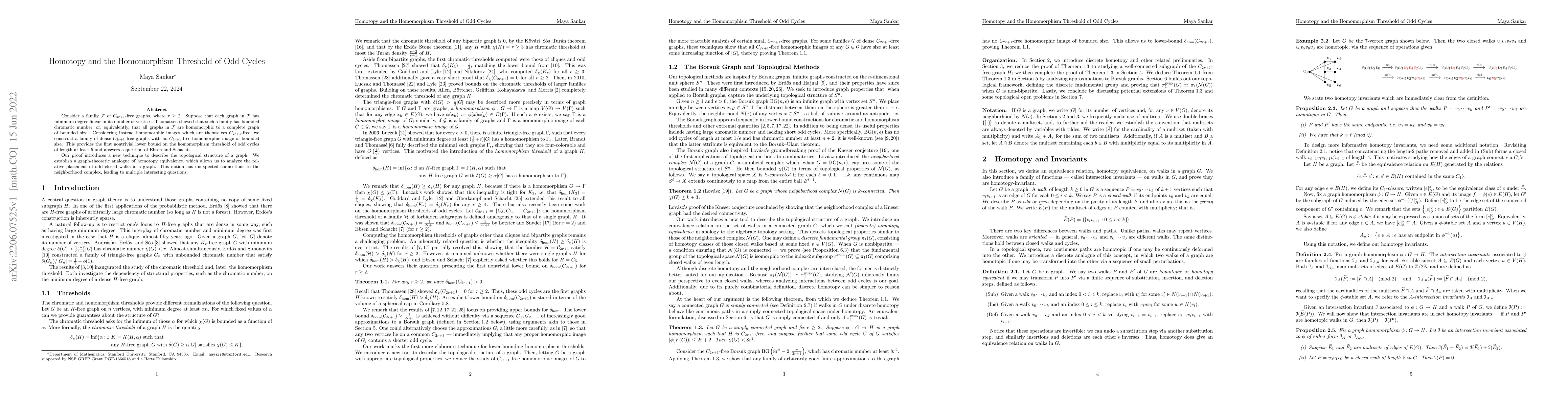 Thumbnail for Homotopy and the Homomorphism Threshold of Odd Cycles