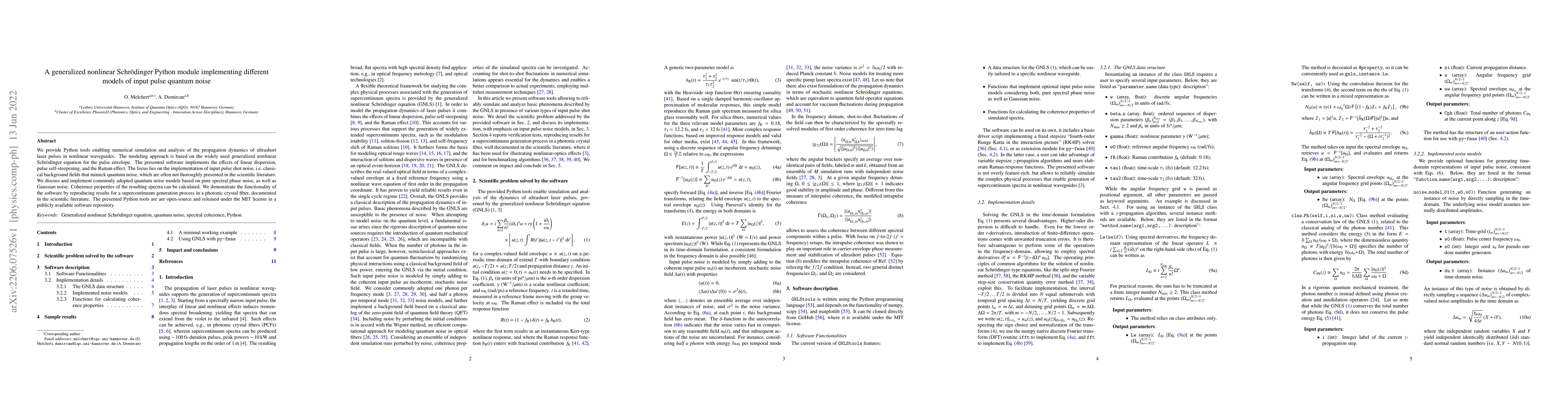Thumbnail for A generalized nonlinear Schr\"odinger Python module implementing
  different models of input pulse quantum noise