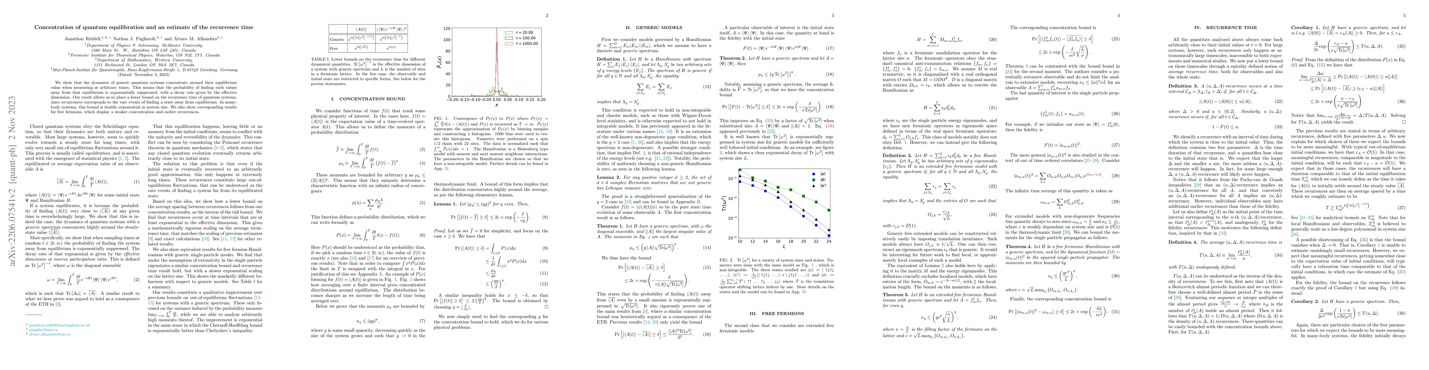 Thumbnail for Concentration of quantum equilibration and an estimate of the recurrence
  time