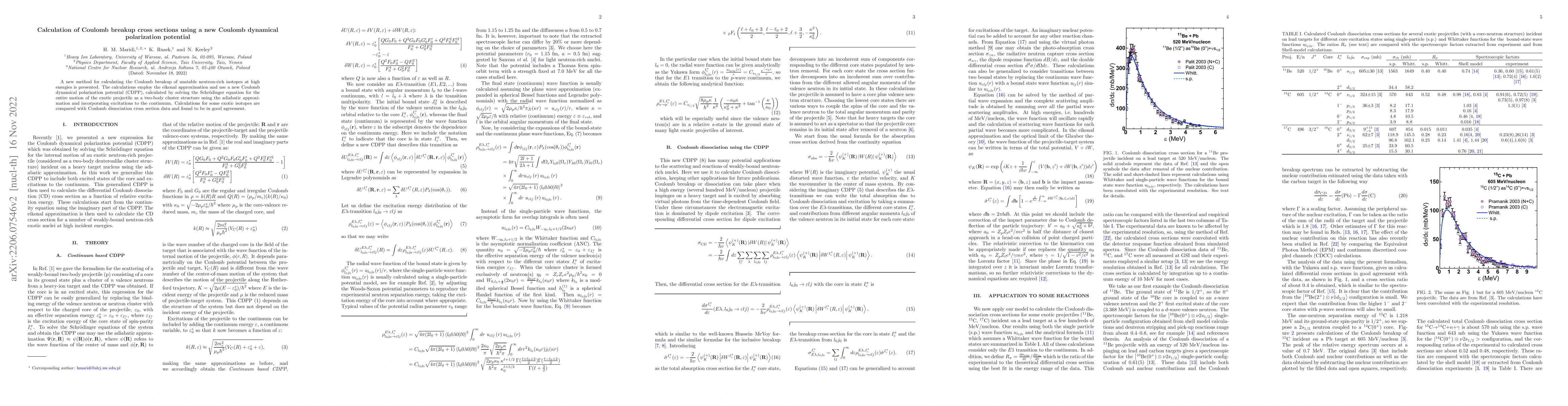 Thumbnail for Calculation of Coulomb breakup cross sections using a new Coulomb
  dynamical polarization potential