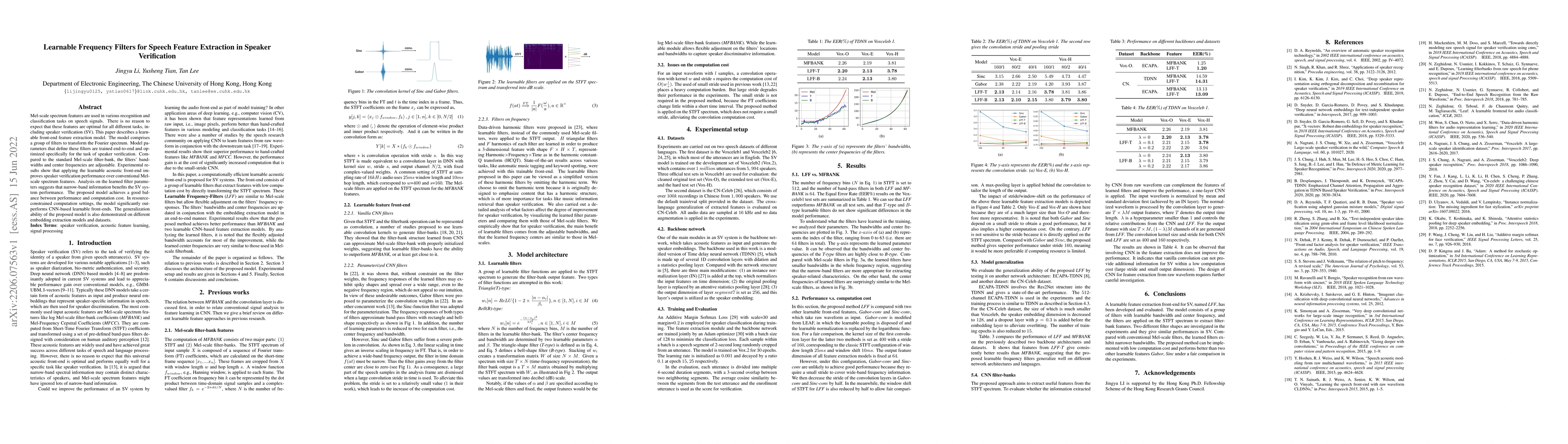 Thumbnail for Learnable Frequency Filters for Speech Feature Extraction in Speaker
  Verification