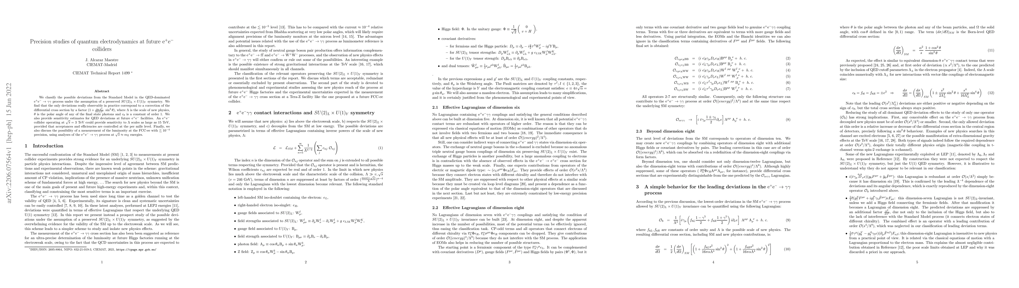 Thumbnail for Precision studies of quantum electrodynamics at future $e^+e^-$
  colliders