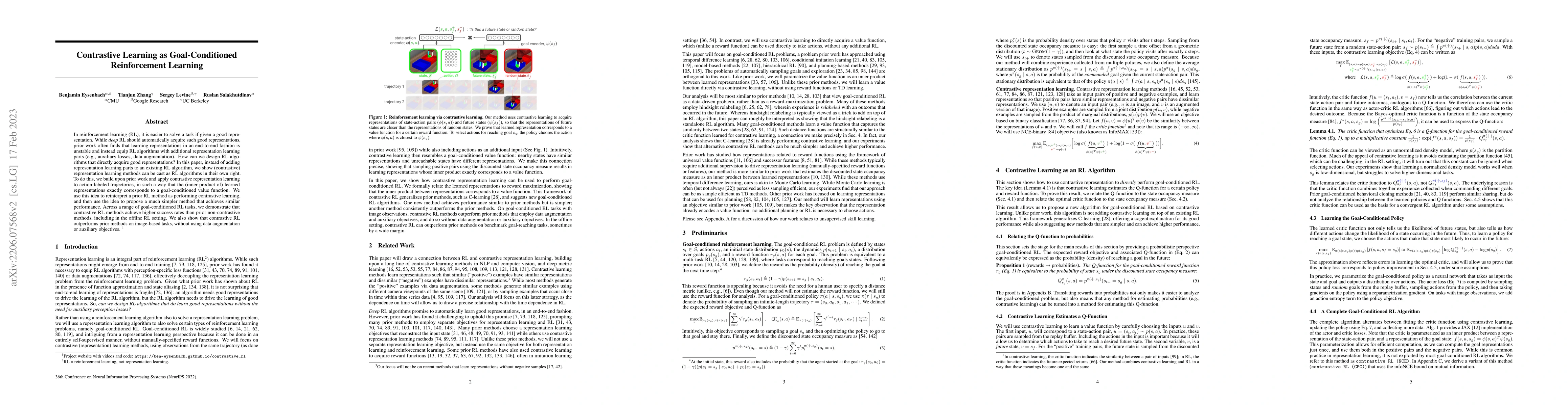 Thumbnail for Contrastive Learning as Goal-Conditioned Reinforcement Learning