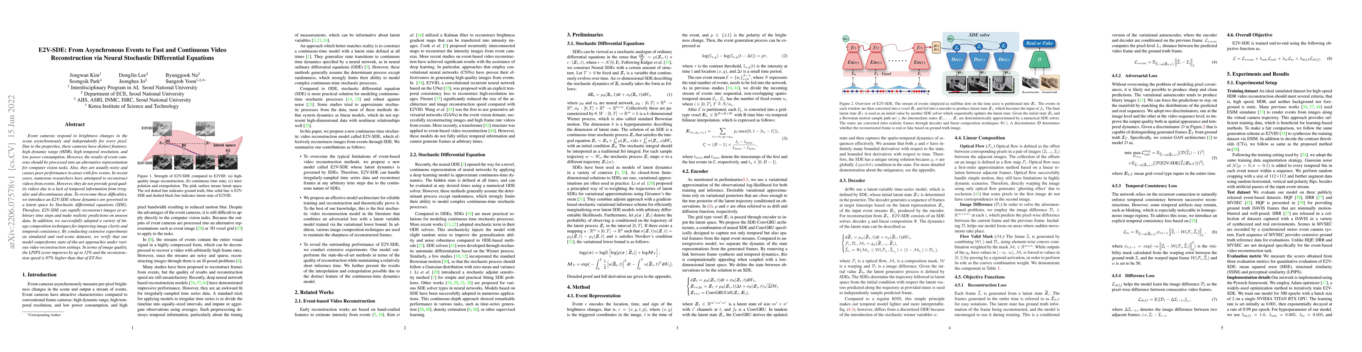 Thumbnail for E2V-SDE: From Asynchronous Events to Fast and Continuous Video
  Reconstruction via Neural Stochastic Differential Equations