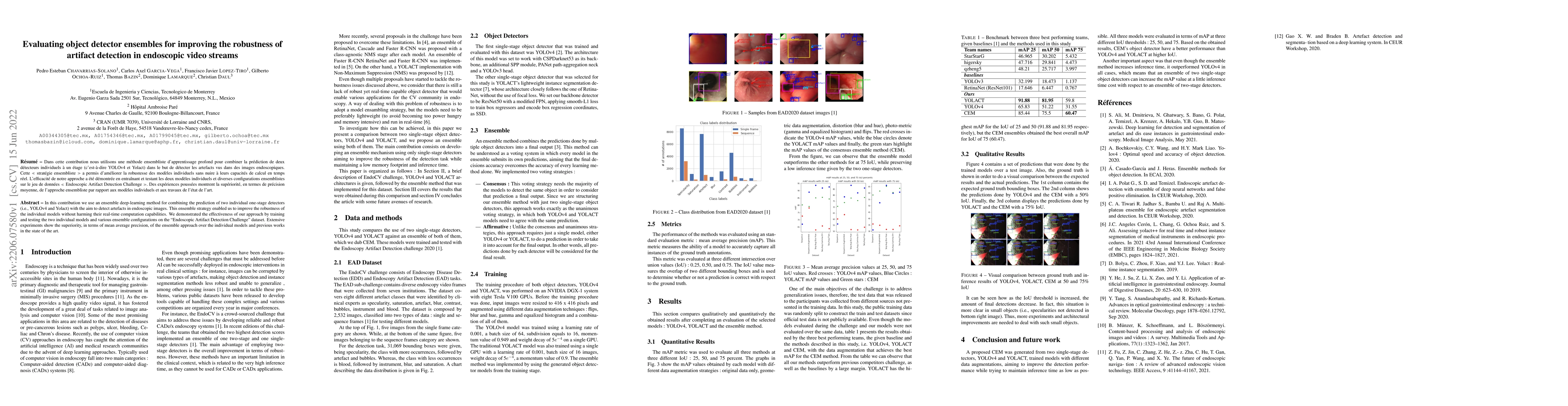 Thumbnail for Evaluating object detector ensembles for improving the robustness of
  artifact detection in endoscopic video streams
