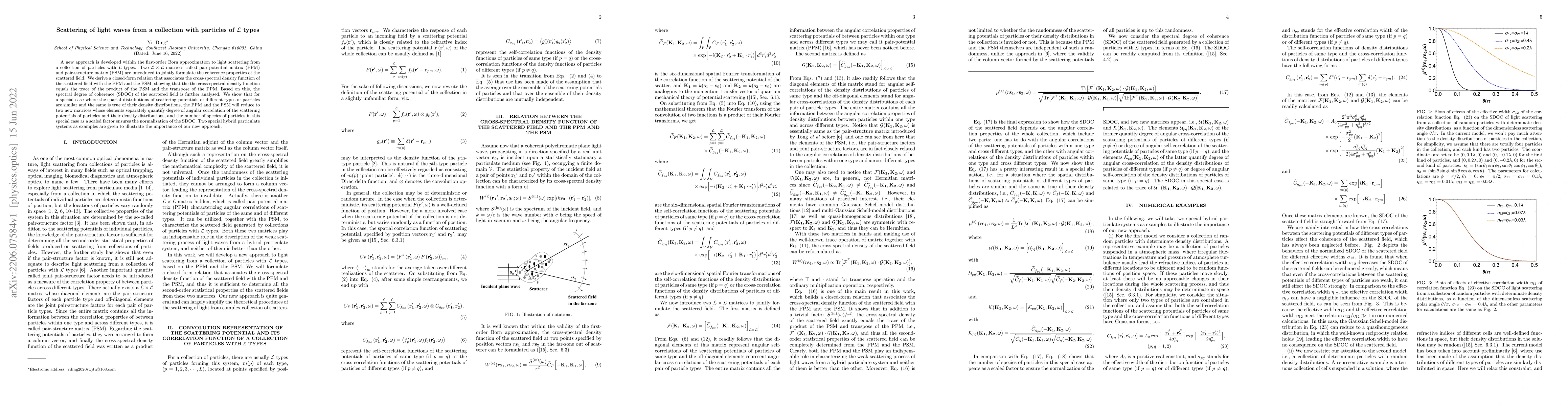 Thumbnail for Scattering of light waves from a collection with particles of
  $\mathcal{L}$ types