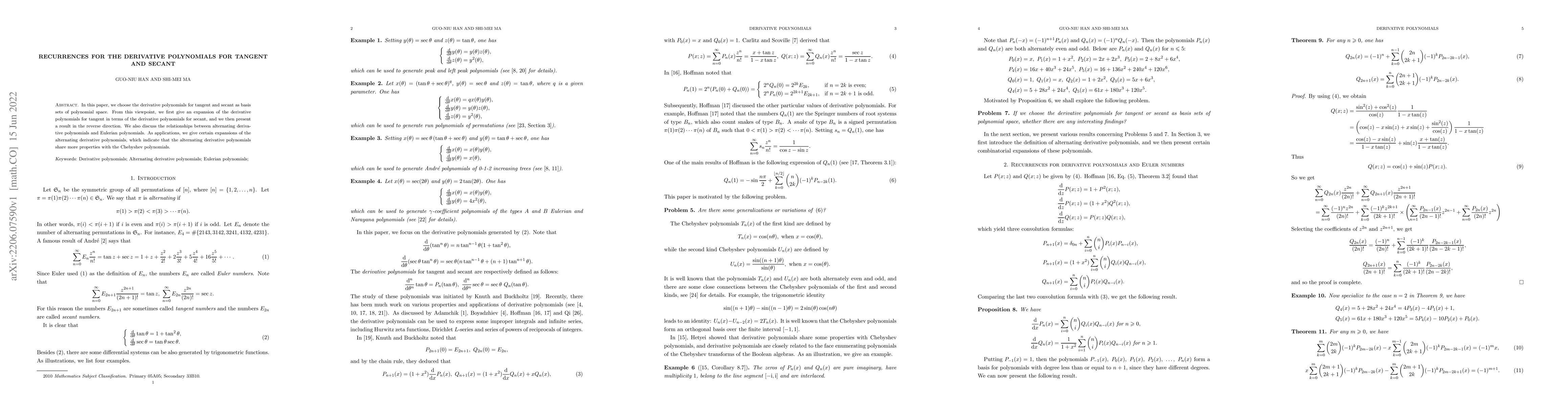 Thumbnail for Recurrences for the derivative polynomials for tangent and secant