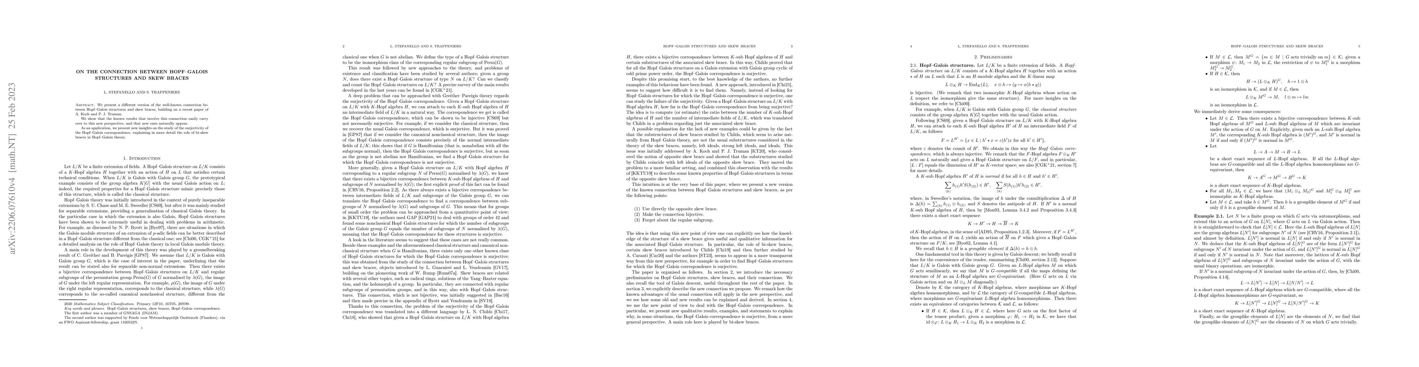 Thumbnail for On the connection between Hopf--Galois structures and skew braces