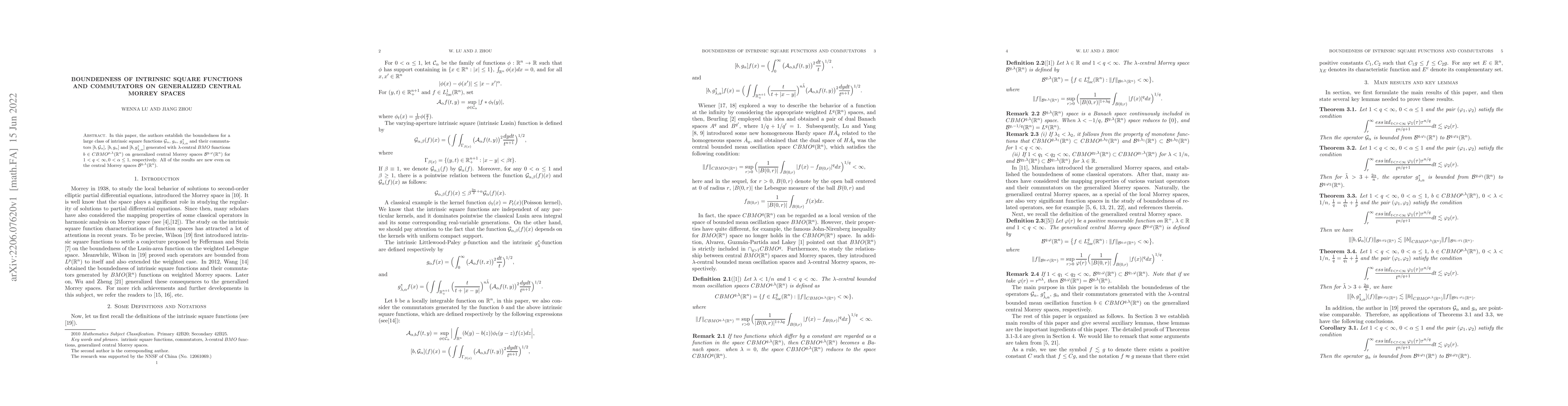 Thumbnail for Boundedness of intrinsic square functions and commutators on generalized
  central Morrey spaces