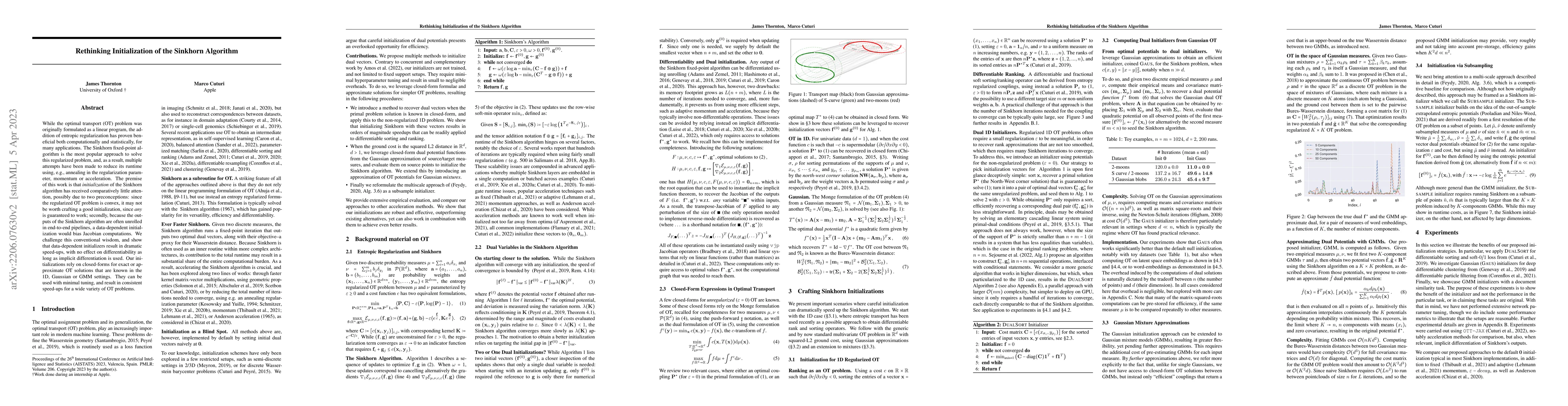 Thumbnail for Rethinking Initialization of the Sinkhorn Algorithm
