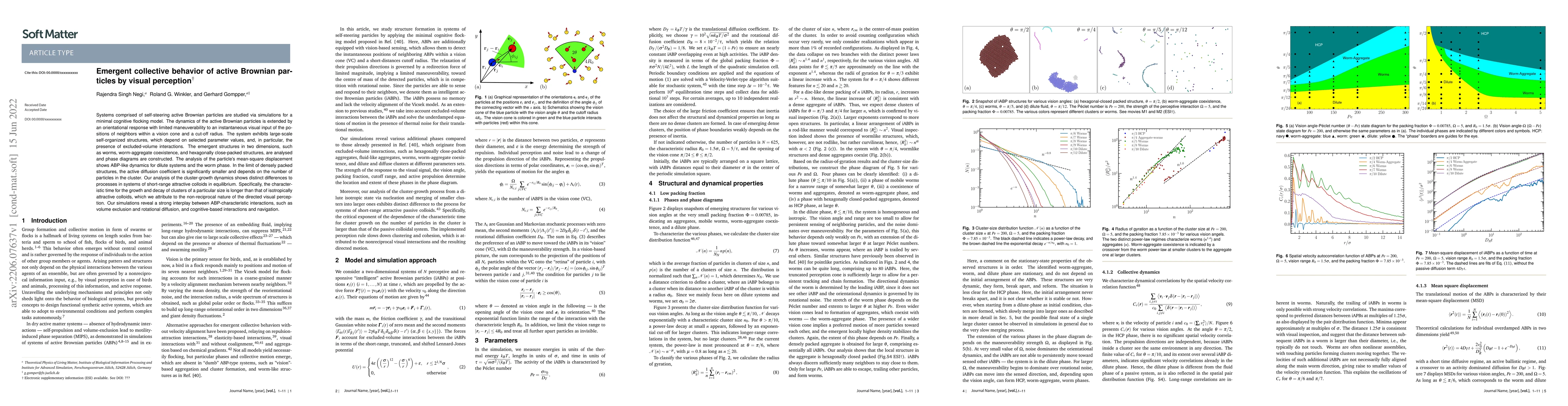 Thumbnail for Emergent collective behavior of active Brownian particles by visual
  perception