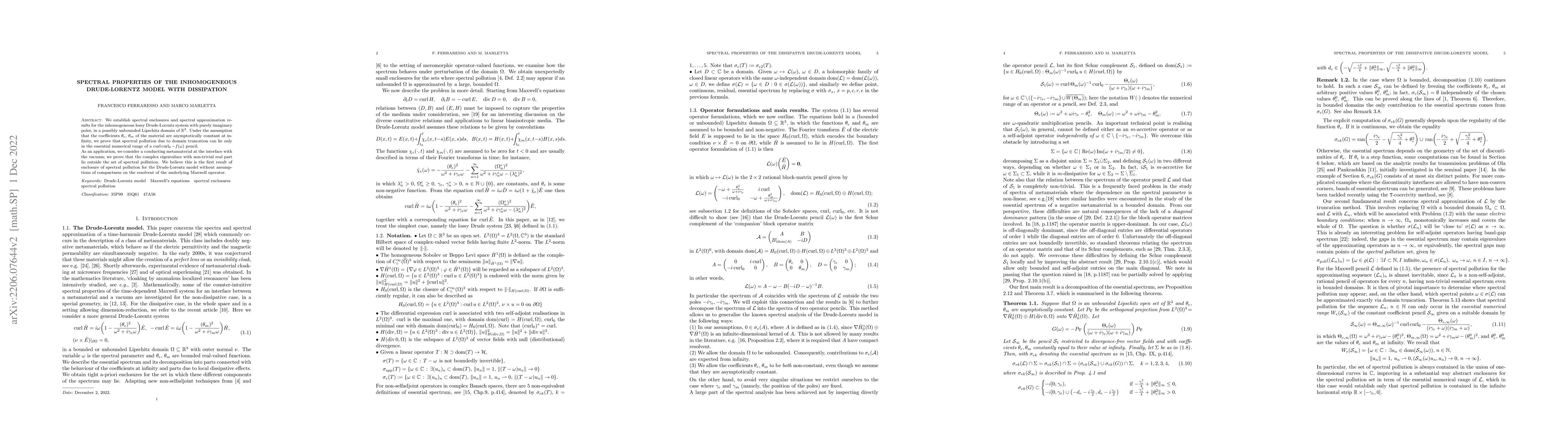 Thumbnail for Spectral properties of the inhomogeneous Drude-Lorentz model with
  dissipation