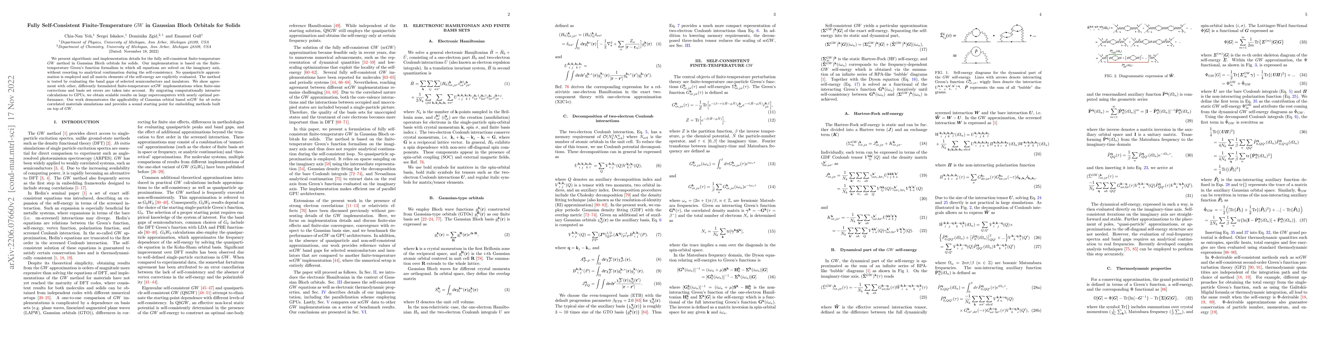 Thumbnail for Fully Self-Consistent Finite-Temperature $GW$ in Gaussian Bloch Orbitals
  for Solids