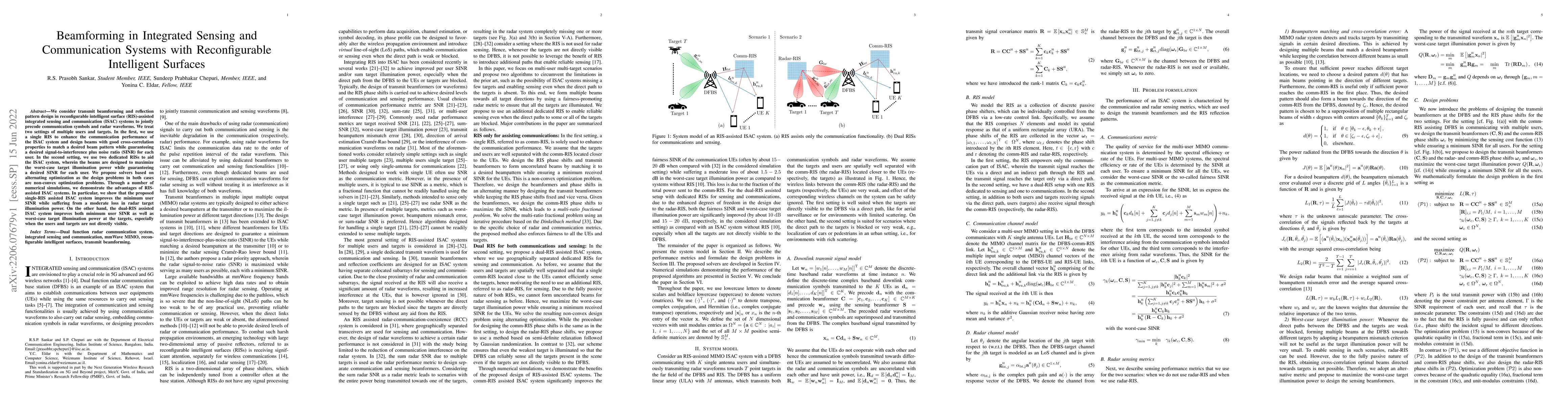 Thumbnail for Beamforming in Integrated Sensing and Communication Systems with
  Reconfigurable Intelligent Surfaces