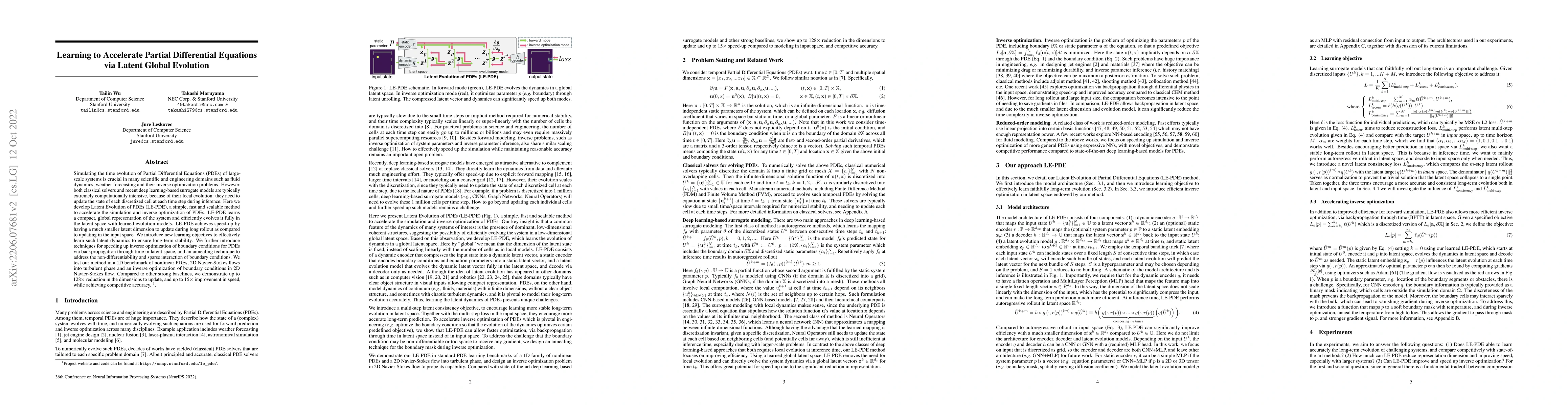 Thumbnail for Learning to Accelerate Partial Differential Equations via Latent Global
  Evolution