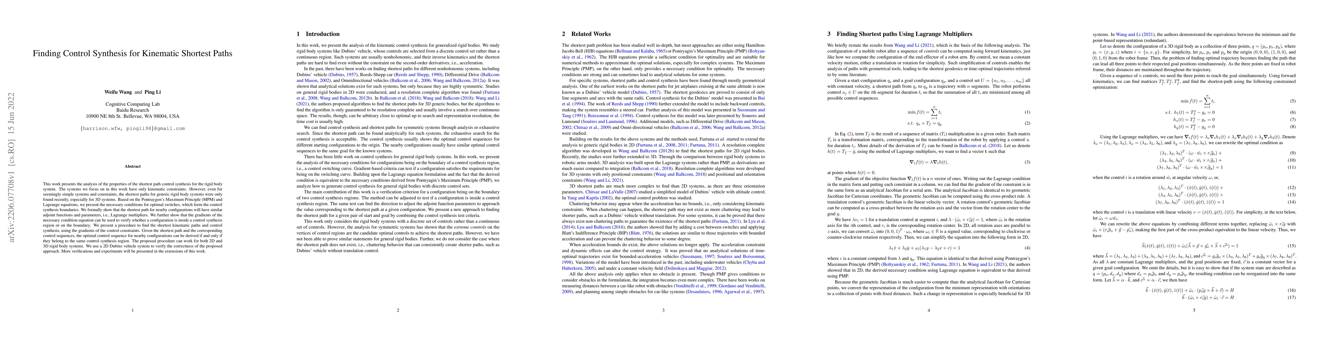 Thumbnail for Finding Control Synthesis for Kinematic Shortest Paths