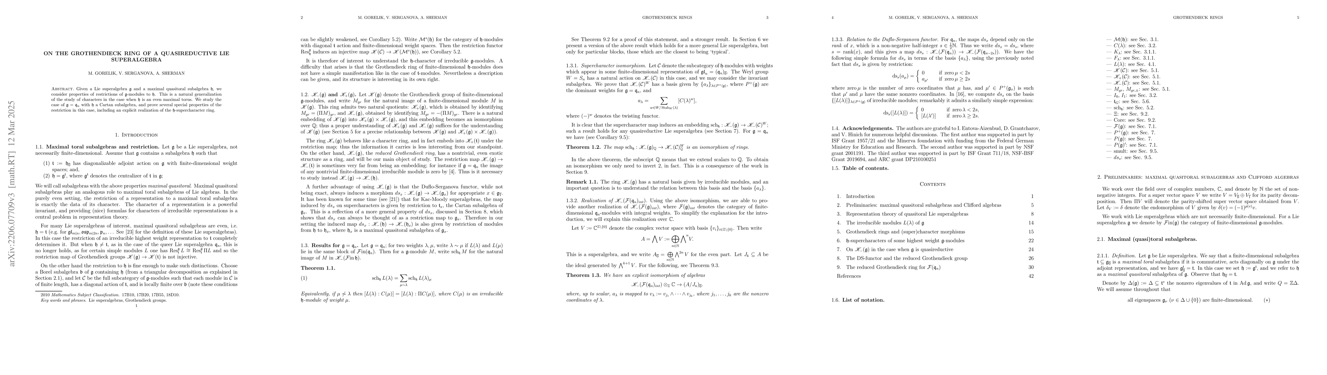 Thumbnail for On the Grothendieck ring of a quasireductive Lie superalgebra