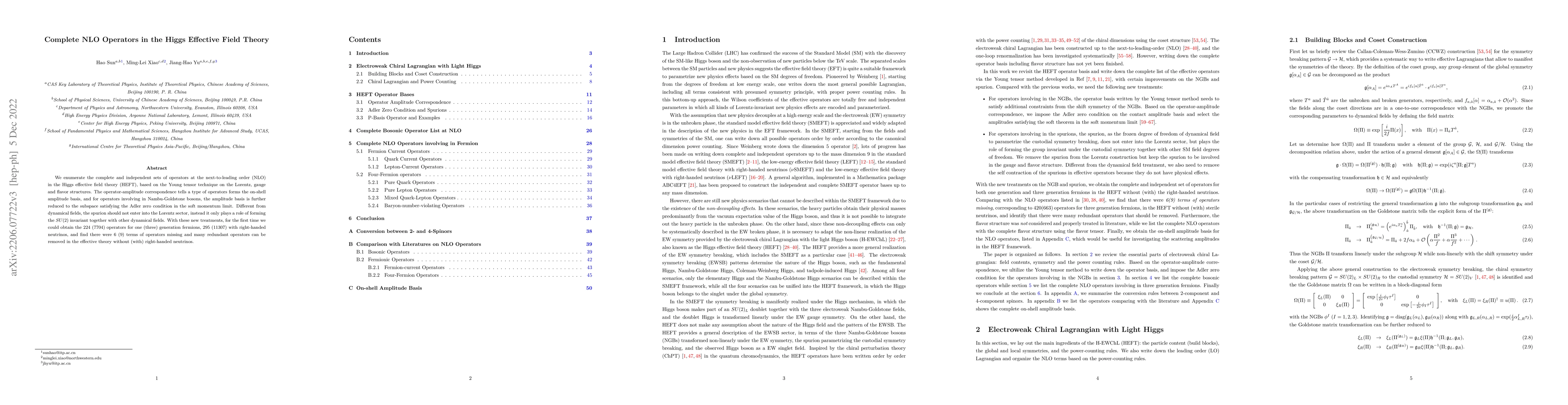 Thumbnail for Complete NLO Operators in the Higgs Effective Field Theory