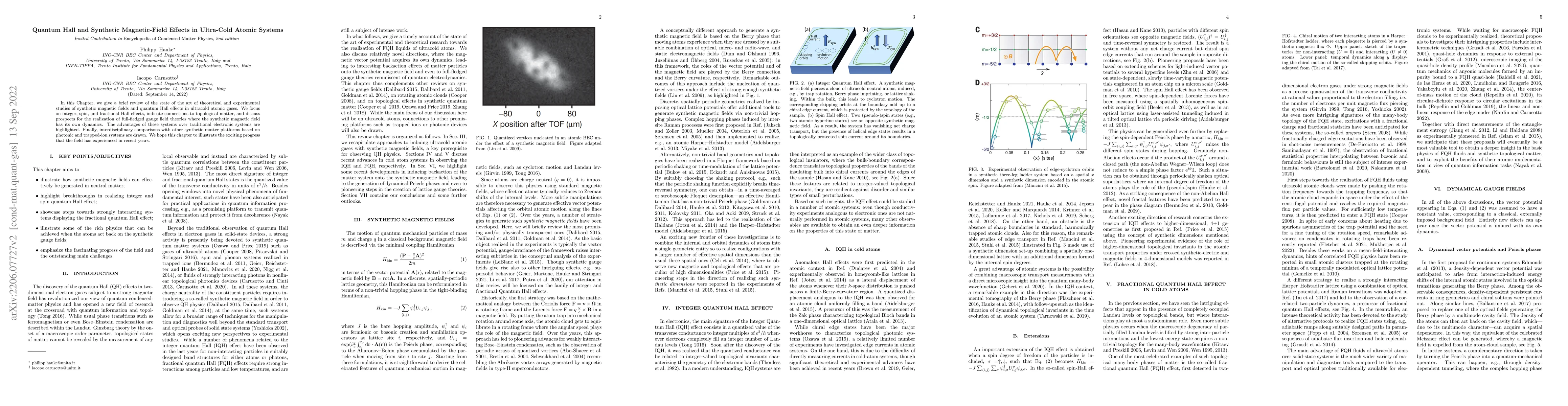 Thumbnail for Quantum Hall and Synthetic Magnetic-Field Effects in Ultra-Cold Atomic
  Systems