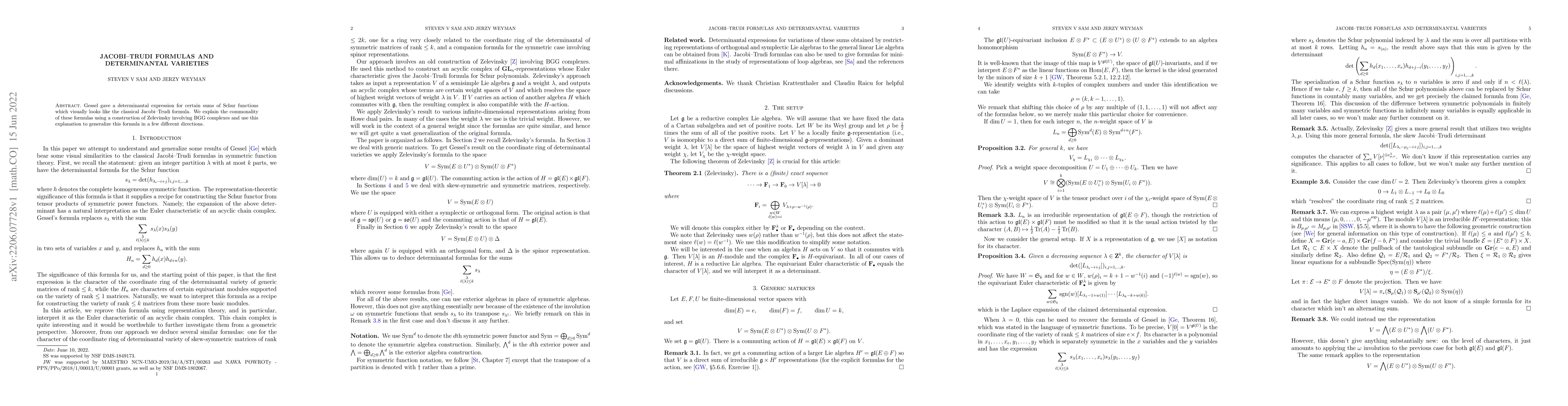 Thumbnail for Jacobi-Trudi formulas and determinantal varieties