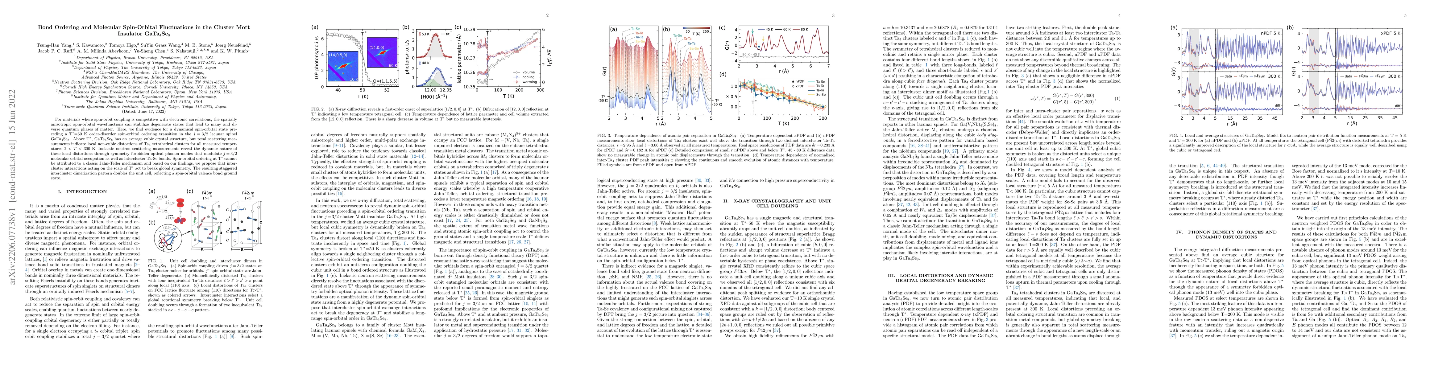 Thumbnail for Bond Ordering and Molecular Spin-Orbital Fluctuations in the Cluster
  Mott Insulator GaTa$_4$Se$_8$