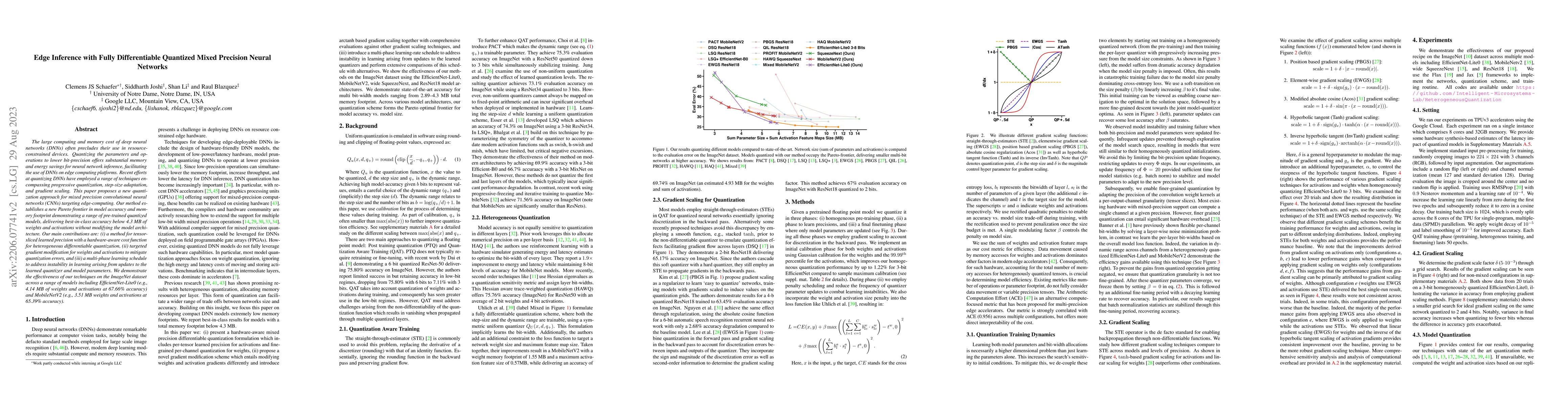 Thumbnail for Edge Inference with Fully Differentiable Quantized Mixed Precision
  Neural Networks