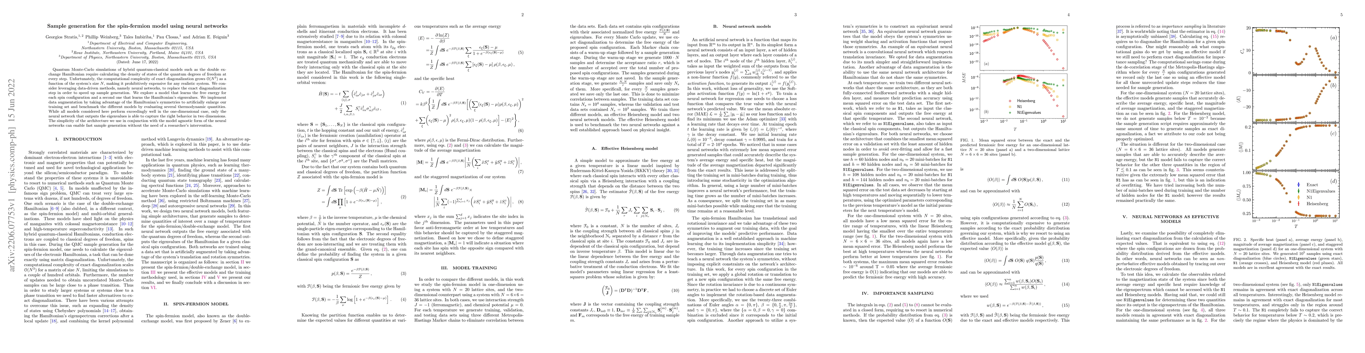 Thumbnail for Sample generation for the spin-fermion model using neural networks