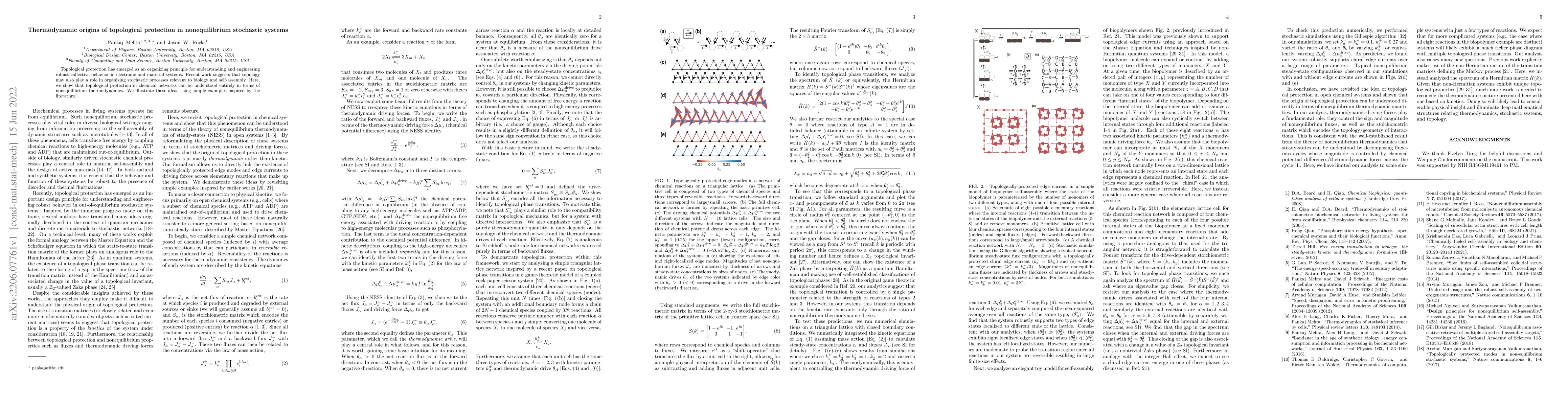 Thumbnail for Thermodynamic origins of topological protection in nonequilibrium
  stochastic systems