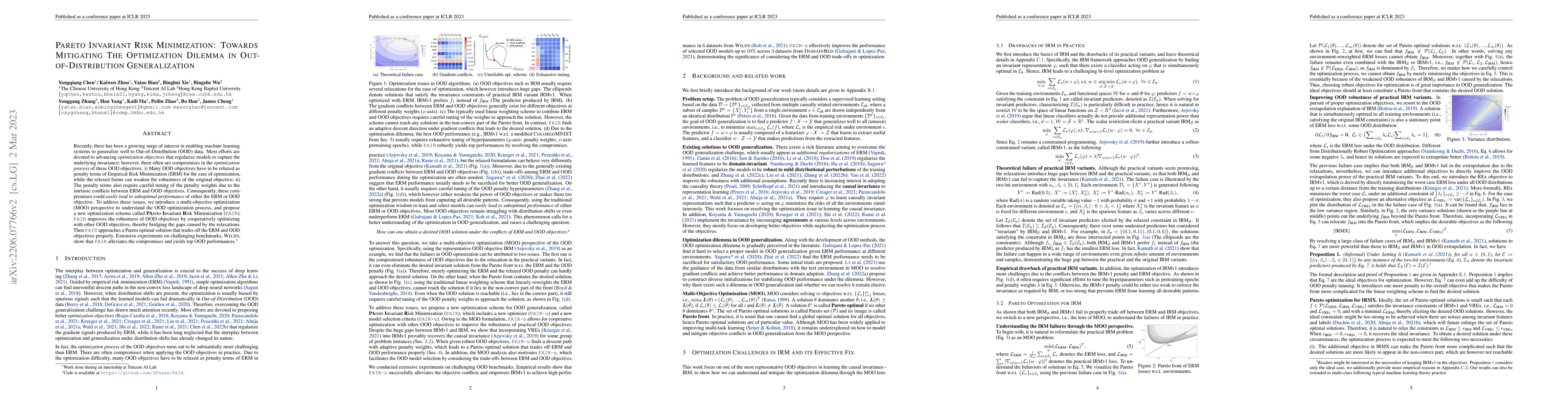 Thumbnail for Pareto Invariant Risk Minimization: Towards Mitigating the Optimization
  Dilemma in Out-of-Distribution Generalization