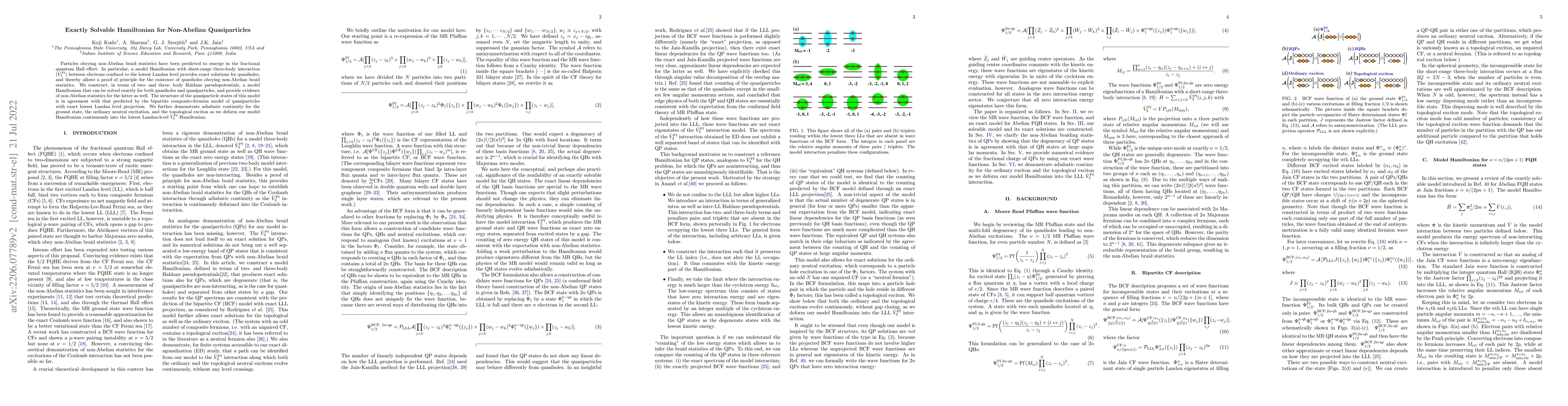 Thumbnail for Exactly Solvable Hamiltonian for Non-Abelian Quasiparticles
