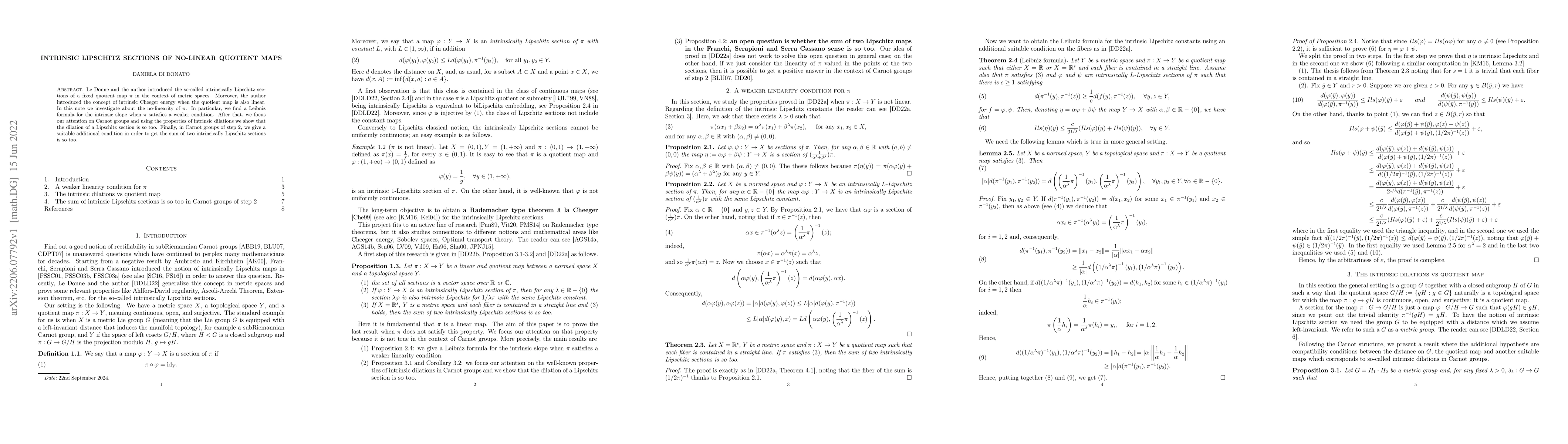 Thumbnail for Intrinsic Lipschitz sections of no-linear quotient maps