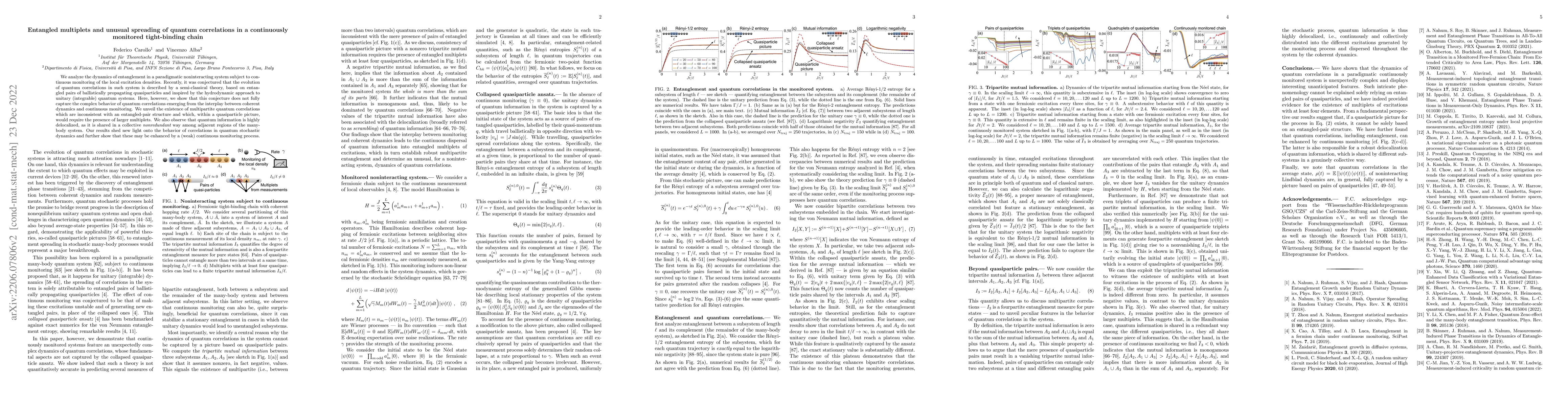 Thumbnail for Entangled multiplets and unusual spreading of quantum correlations in a
  continuously monitored tight-binding chain