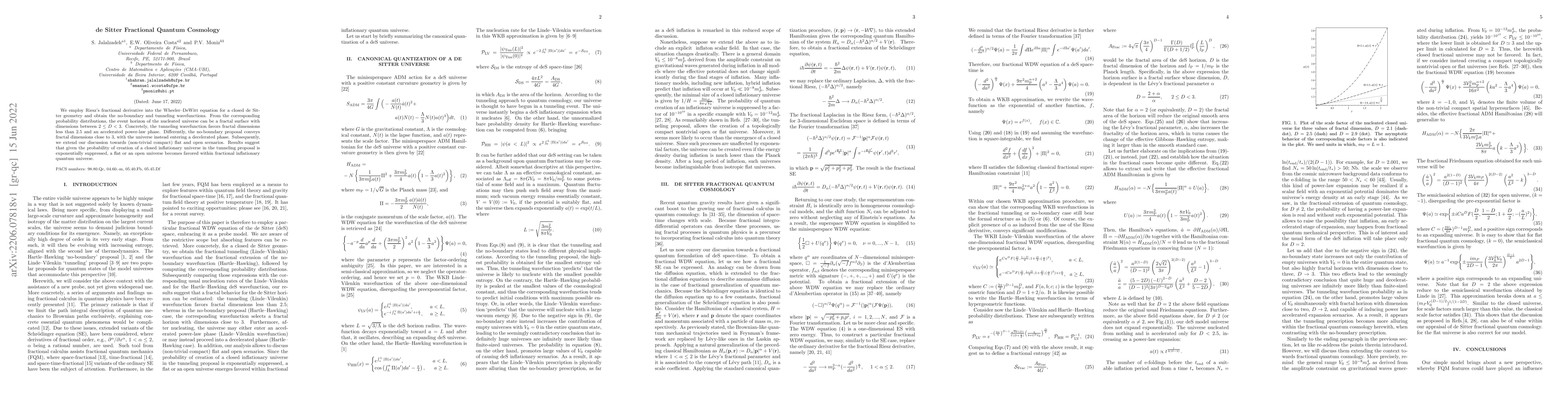 Thumbnail for de Sitter Fractional Quantum Cosmology