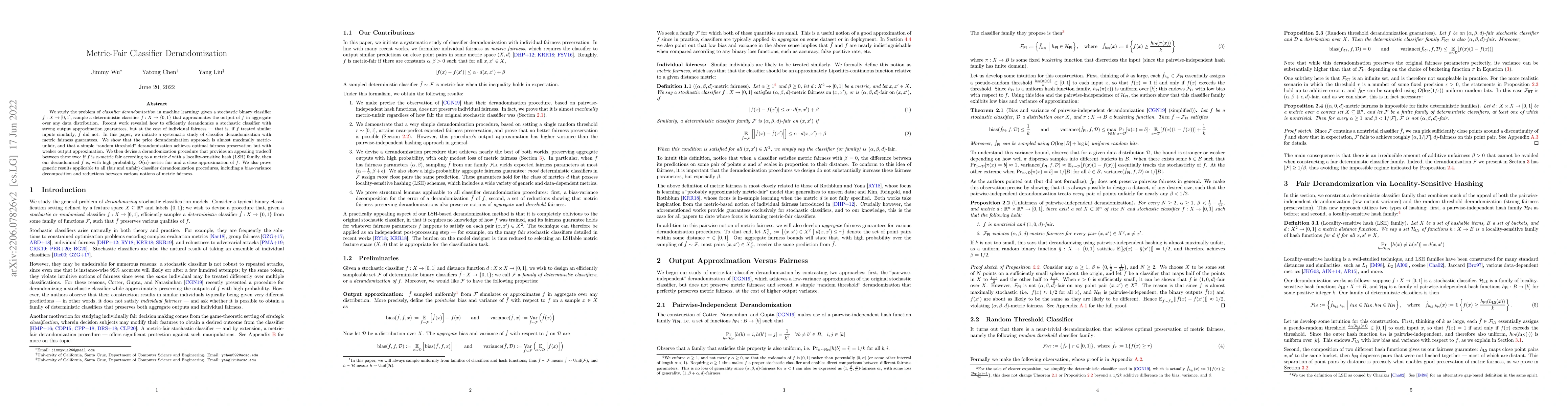 Thumbnail for Metric-Fair Classifier Derandomization