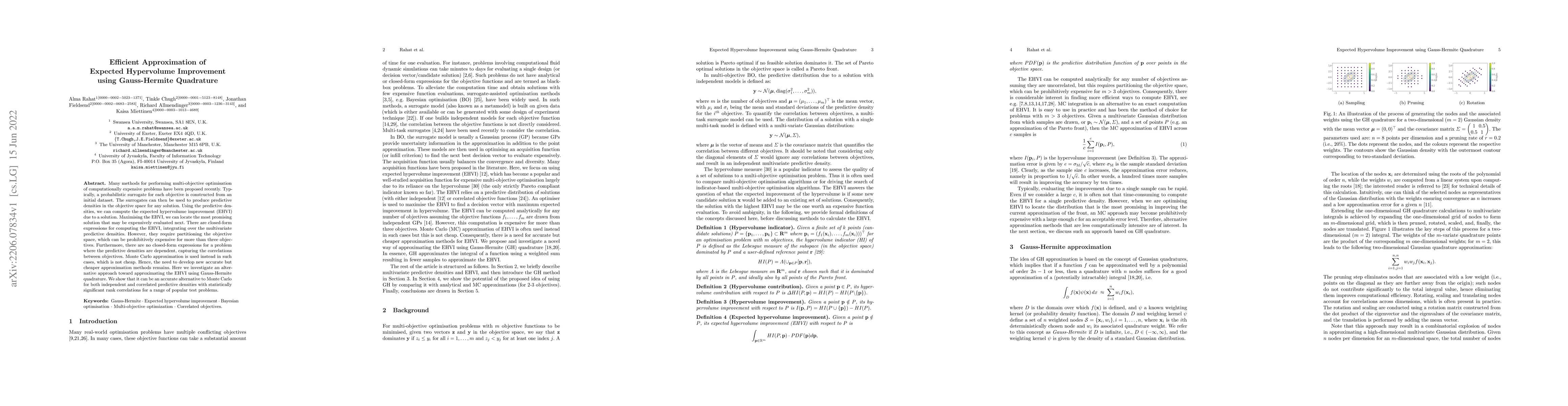 Thumbnail for Efficient Approximation of Expected Hypervolume Improvement using
  Gauss-Hermite Quadrature