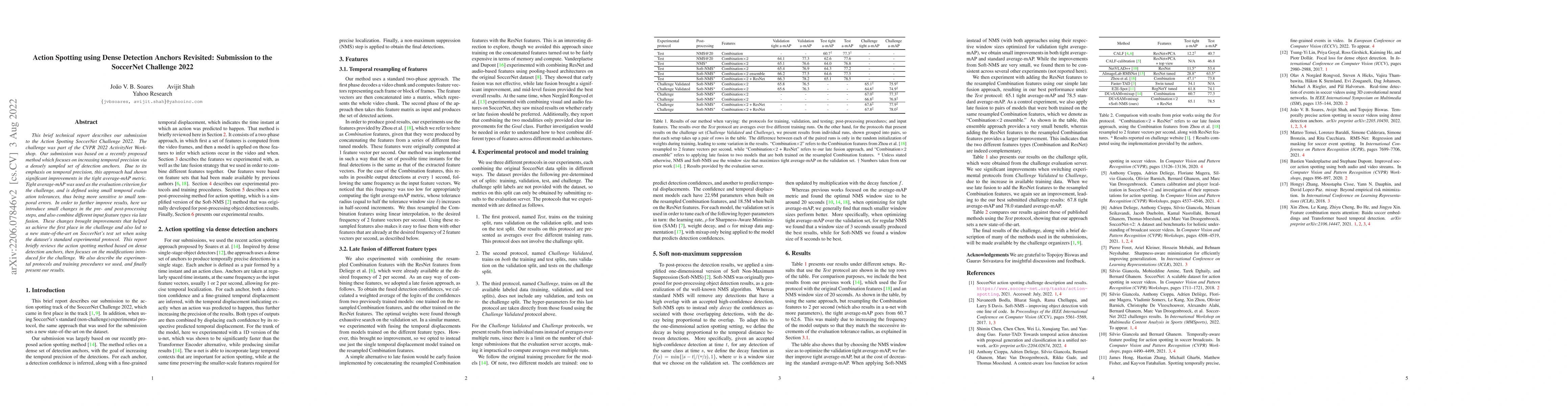 Thumbnail for Action Spotting using Dense Detection Anchors Revisited: Submission to
  the SoccerNet Challenge 2022