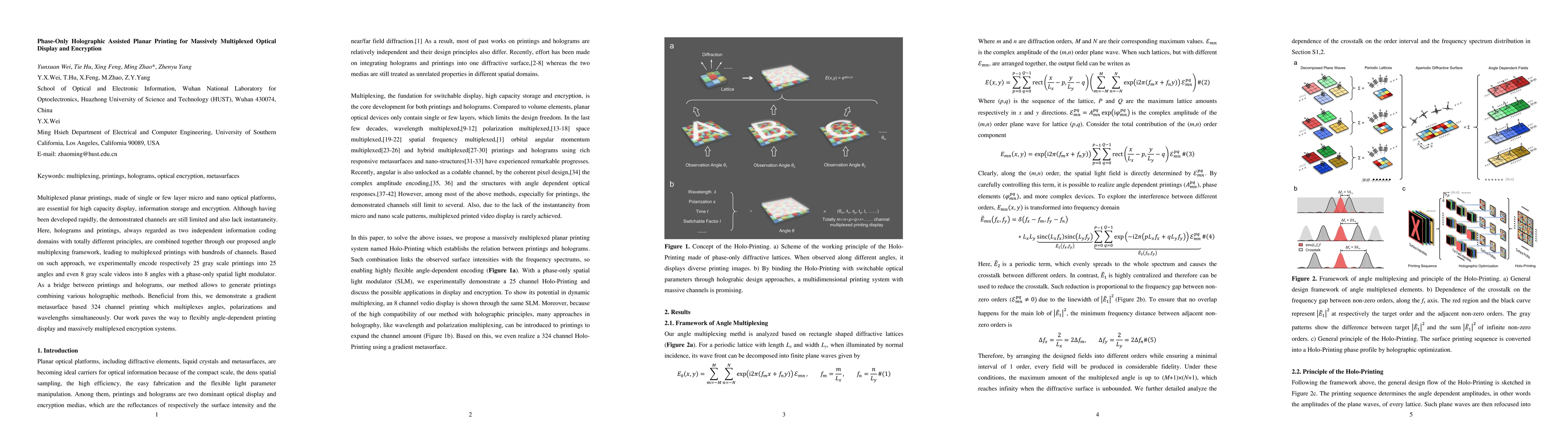 Thumbnail for Phase-Only Holographic Assisted Planar Printing for Massively
  Multiplexed Optical Display and Encryption