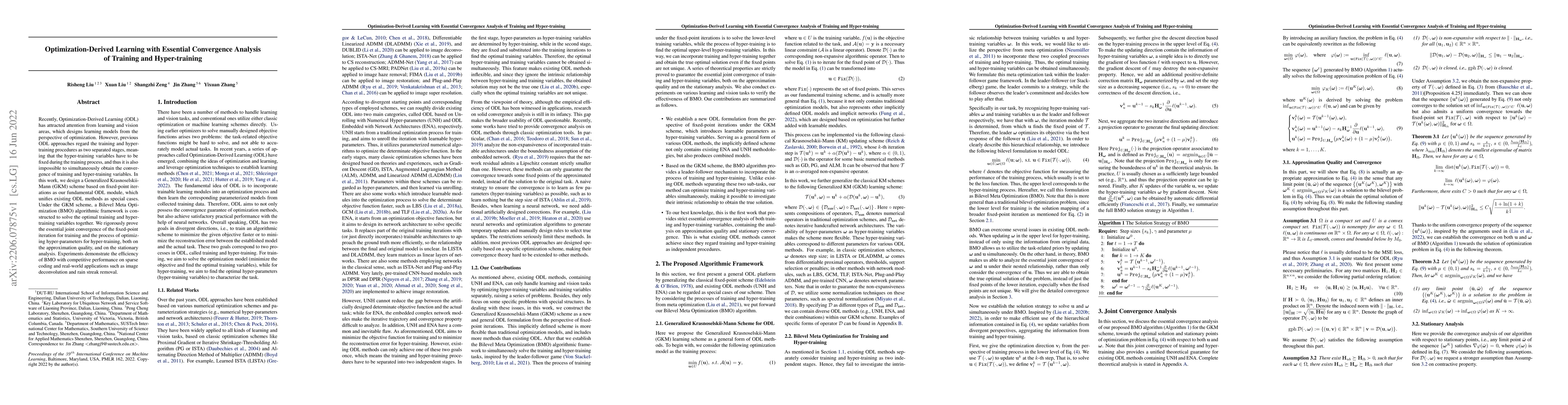 Thumbnail for Optimization-Derived Learning with Essential Convergence Analysis of
  Training and Hyper-training