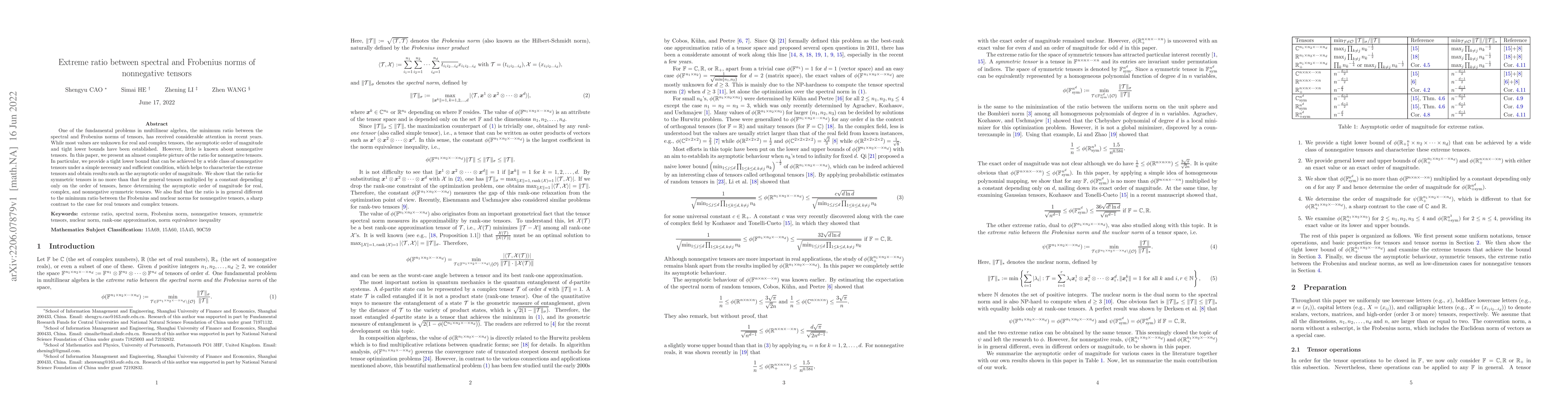 Thumbnail for Extreme ratio between spectral and Frobenius norms of nonnegative
  tensors