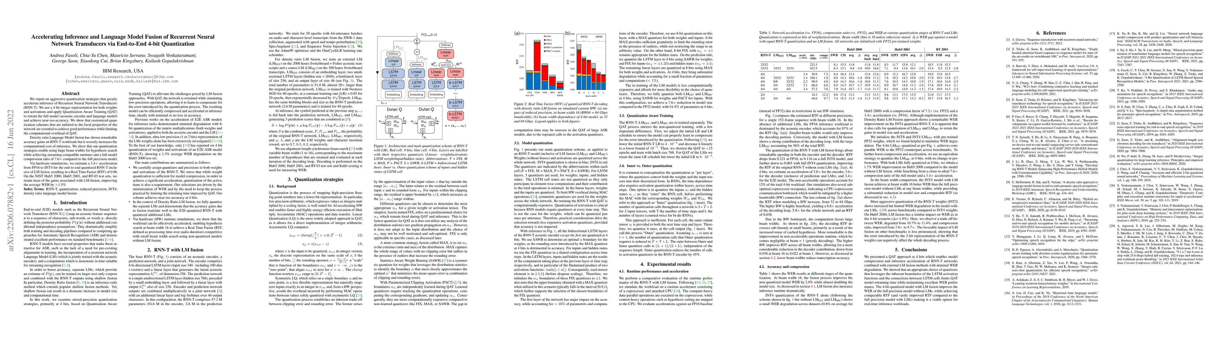 Thumbnail for Accelerating Inference and Language Model Fusion of Recurrent Neural
  Network Transducers via End-to-End 4-bit Quantization