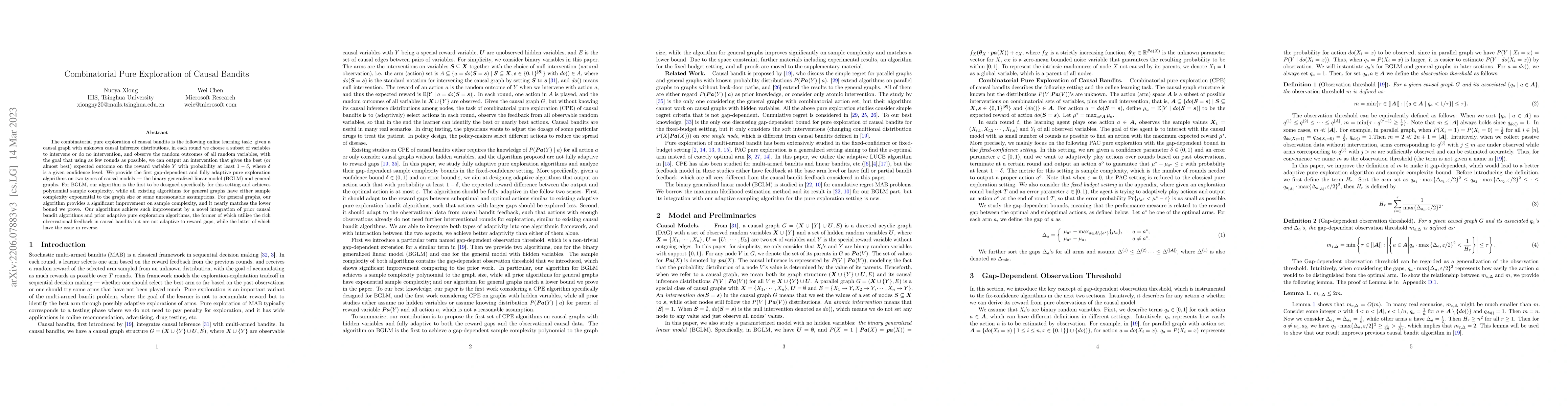 Thumbnail for Combinatorial Pure Exploration of Causal Bandits