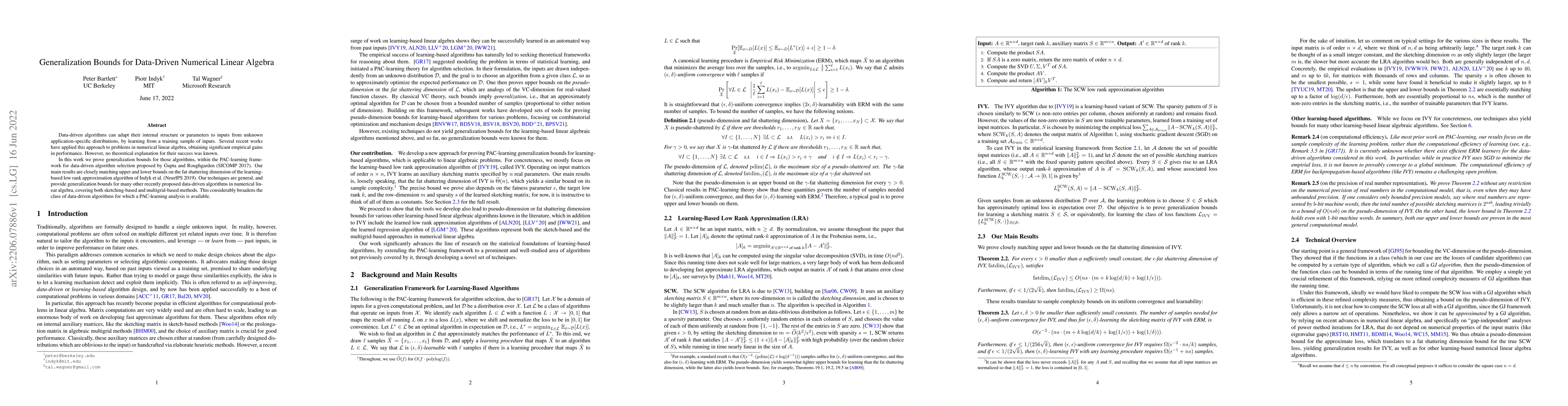 Thumbnail for Generalization Bounds for Data-Driven Numerical Linear Algebra
