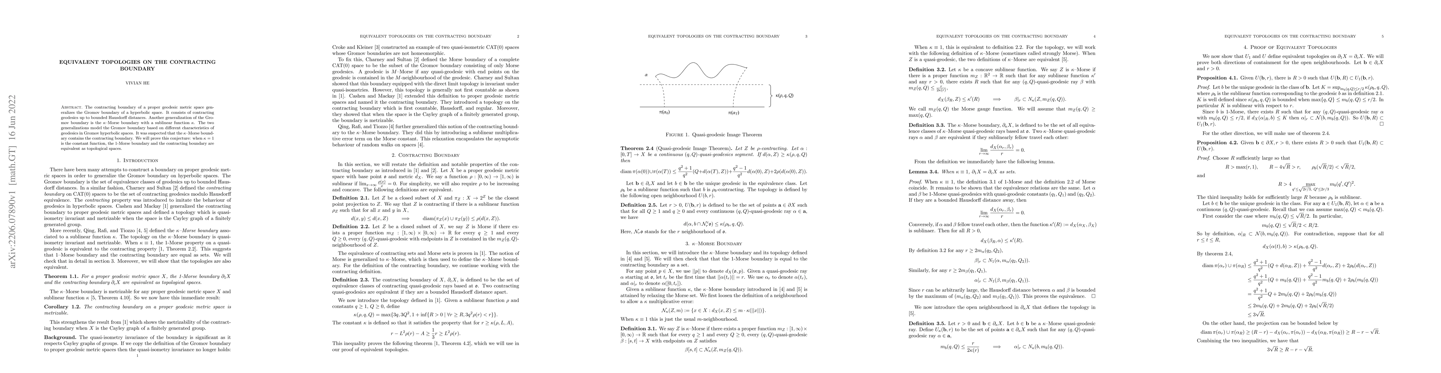 Thumbnail for Equivalent Topologies on the Contracting Boundary