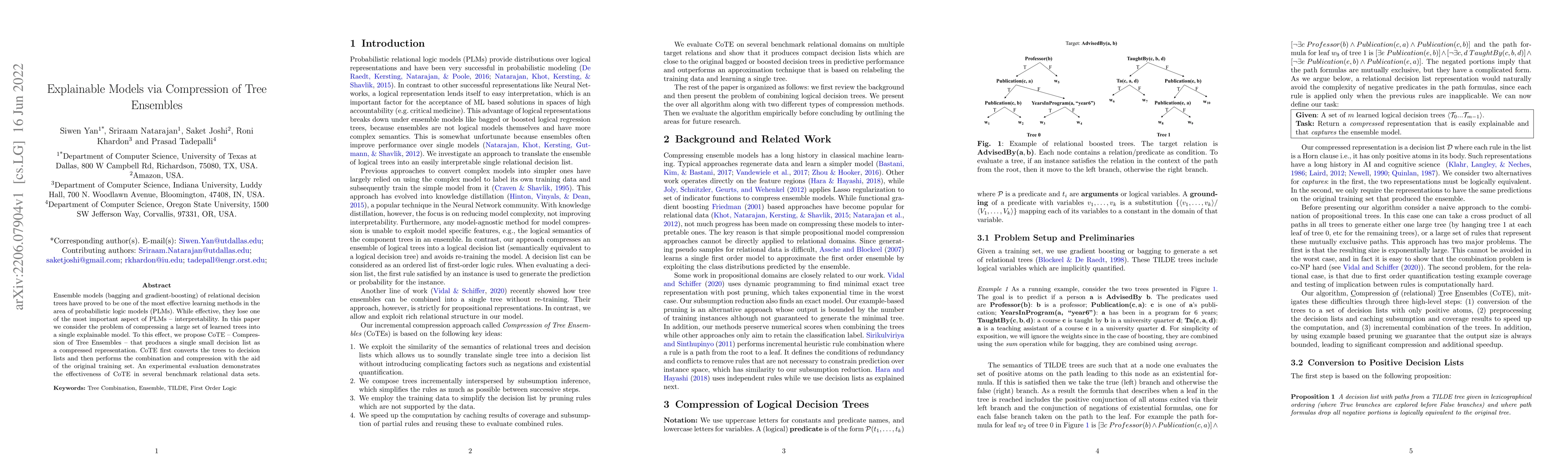 Thumbnail for Explainable Models via Compression of Tree Ensembles
