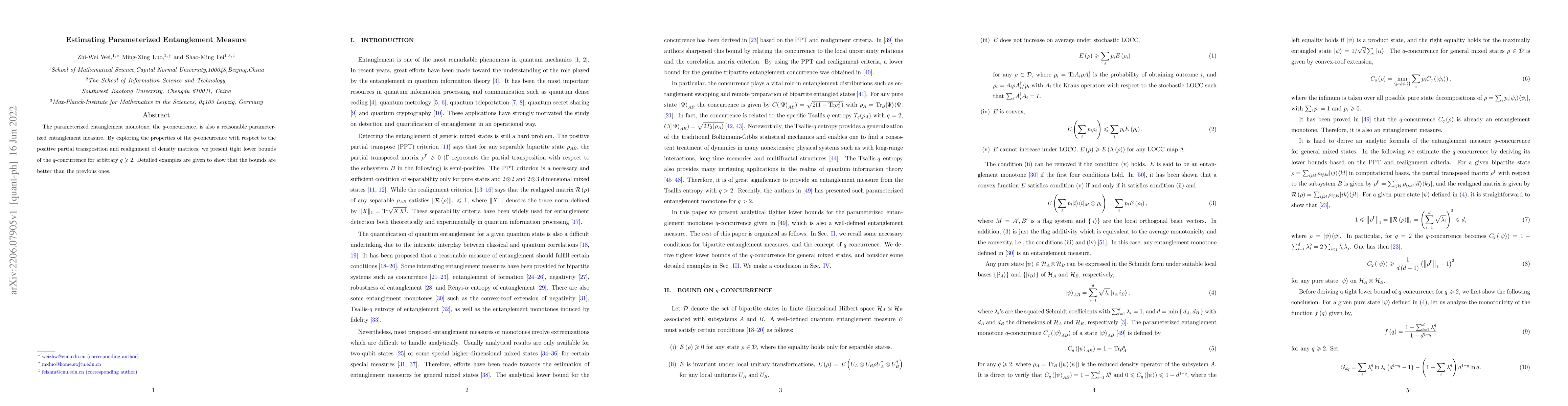 Thumbnail for Estimating Parameterized Entanglement Measure