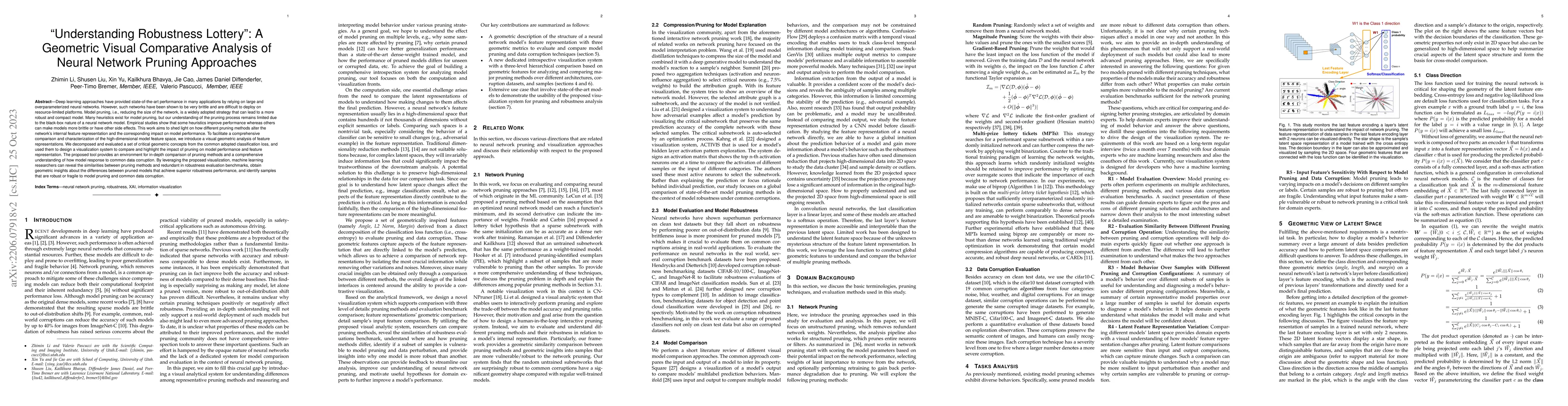 Thumbnail for "Understanding Robustness Lottery": A Geometric Visual Comparative
  Analysis of Neural Network Pruning Approaches