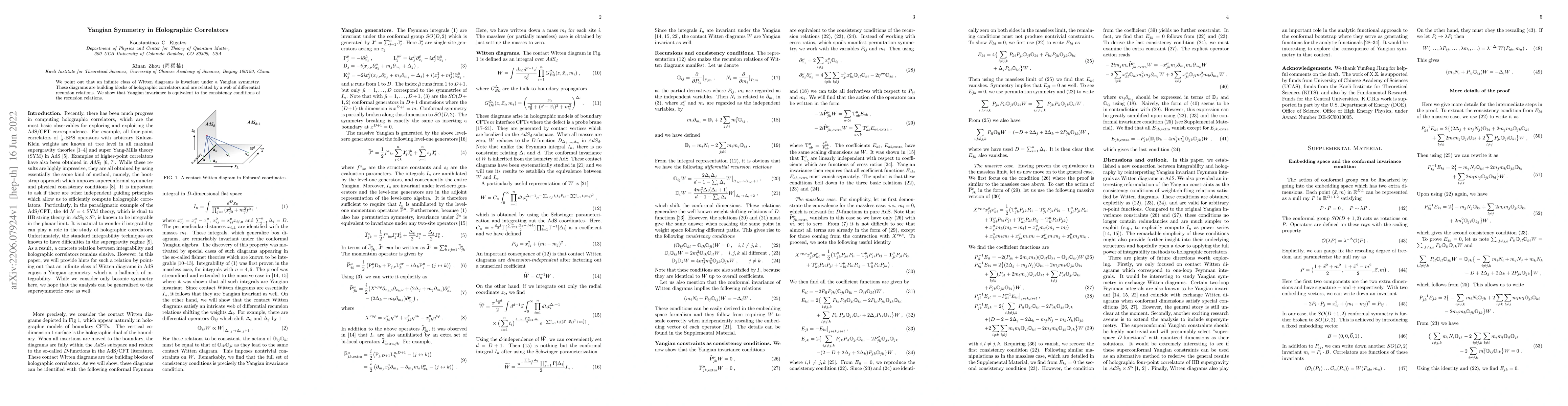 Thumbnail for Yangian Symmetry in Holographic Correlators