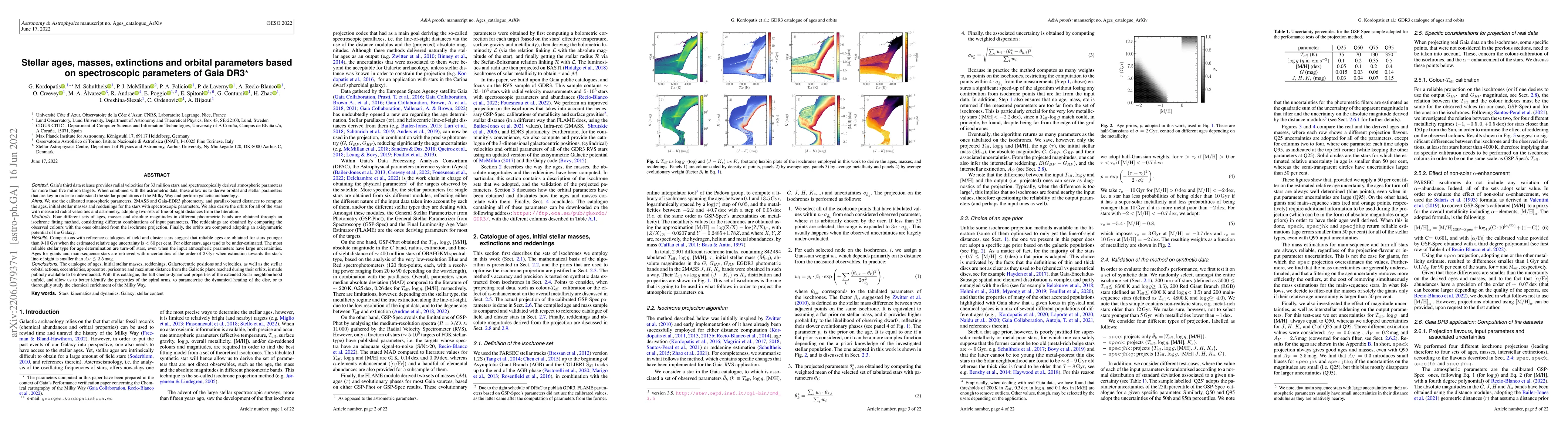 Thumbnail for Stellar ages, masses, extinctions and orbital parameters based on
  spectroscopic parameters of Gaia DR3