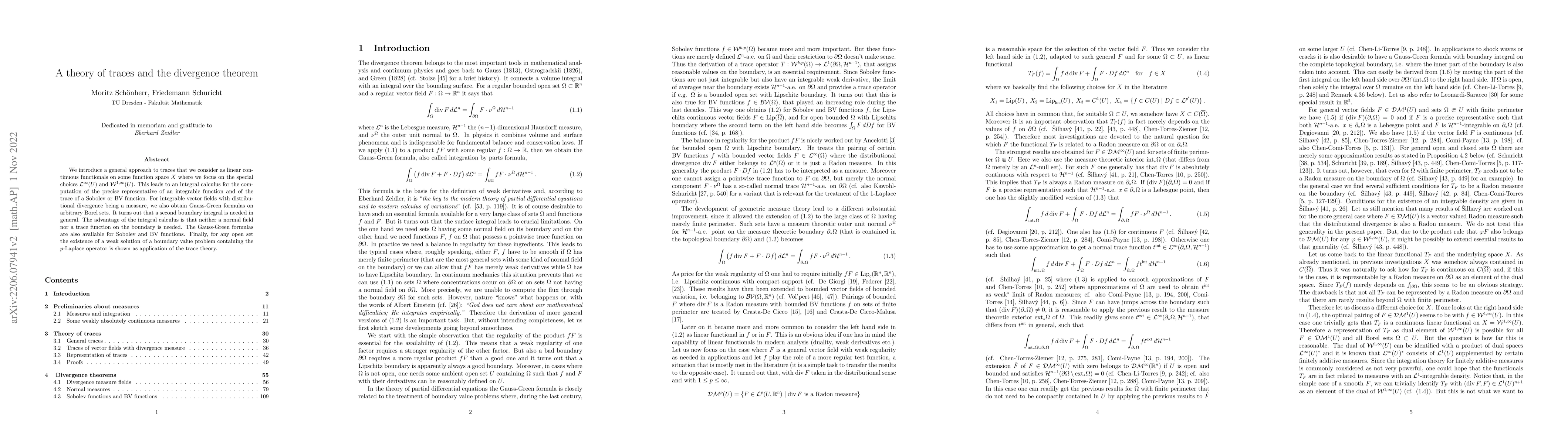 Thumbnail for A theory of traces and the divergence theorem